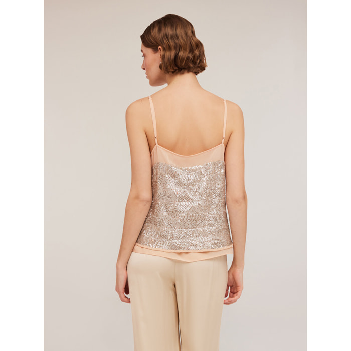 Motivi - Top lleno de lentejuelas - Rosa