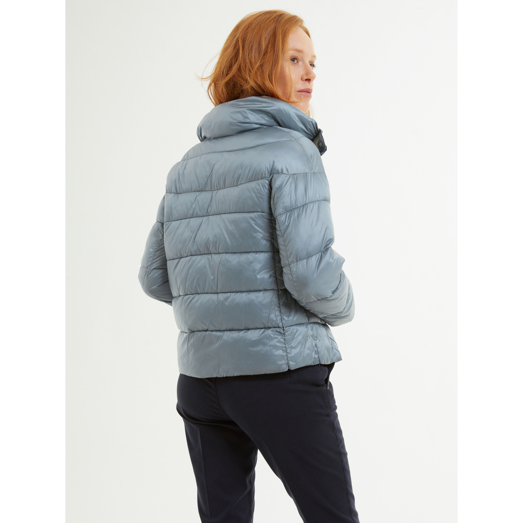 Oltre - Plumífero boxy con rouche - Azul