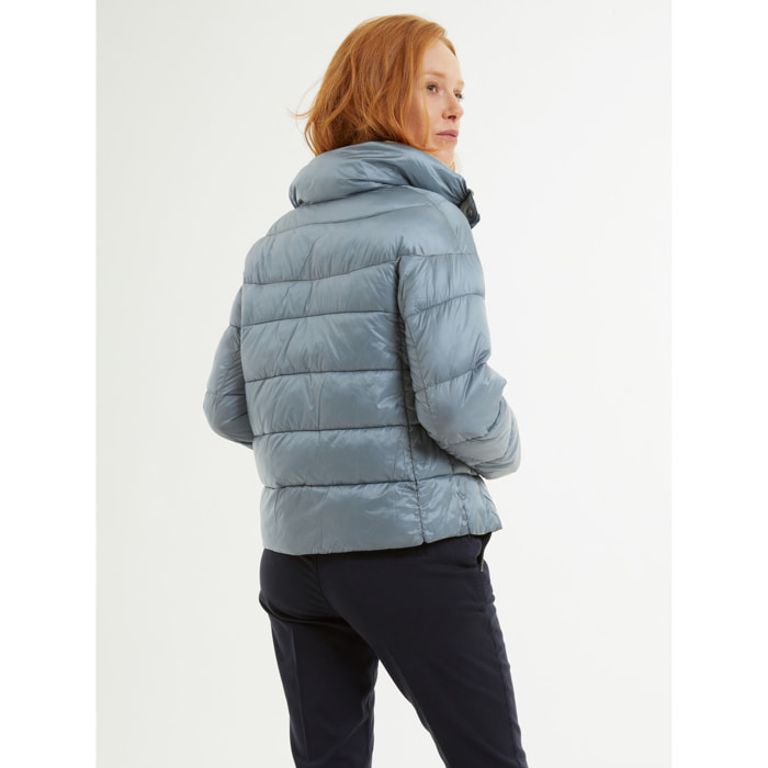 Oltre - Plumífero boxy con rouche - Azul