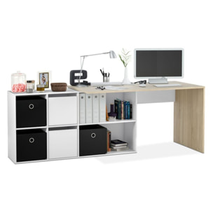Mesa de escritorio Move Blanco Artik (Blanco Mate) - Roble Canadian