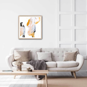 Affiche deco Coup de pinceau orangé Affiche + cadre en bois - Chêne