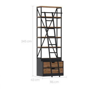 Petite bibliothèque 86 cm en bois et métal - Kasi