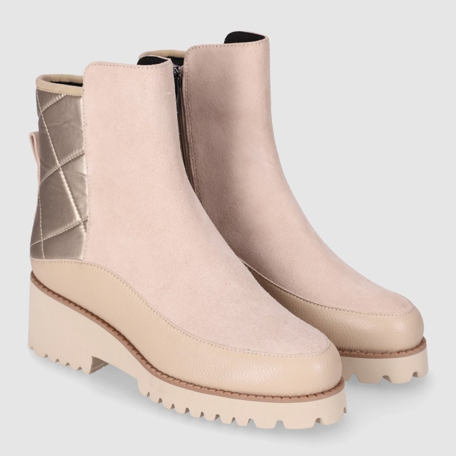 Botines de Serraje - Taupe - Tacón: 5 cm