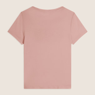 T-shirt donna in jersey di viscosa con stampa oro rosa
