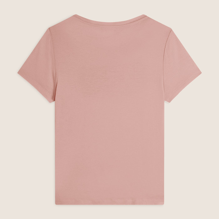 T-shirt donna in jersey di viscosa con stampa oro rosa