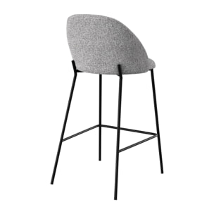 Lot de 2 chaises pour îlot central 66 cm en tissu chiné gris clair - Karl