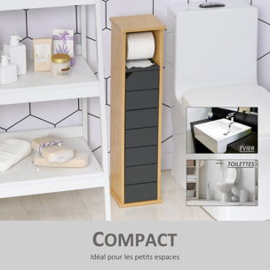 Support papier toilette - porte-papier toilette - armoire pour papier toilette - 2 niveaux + sortie papier MDF gris bambou