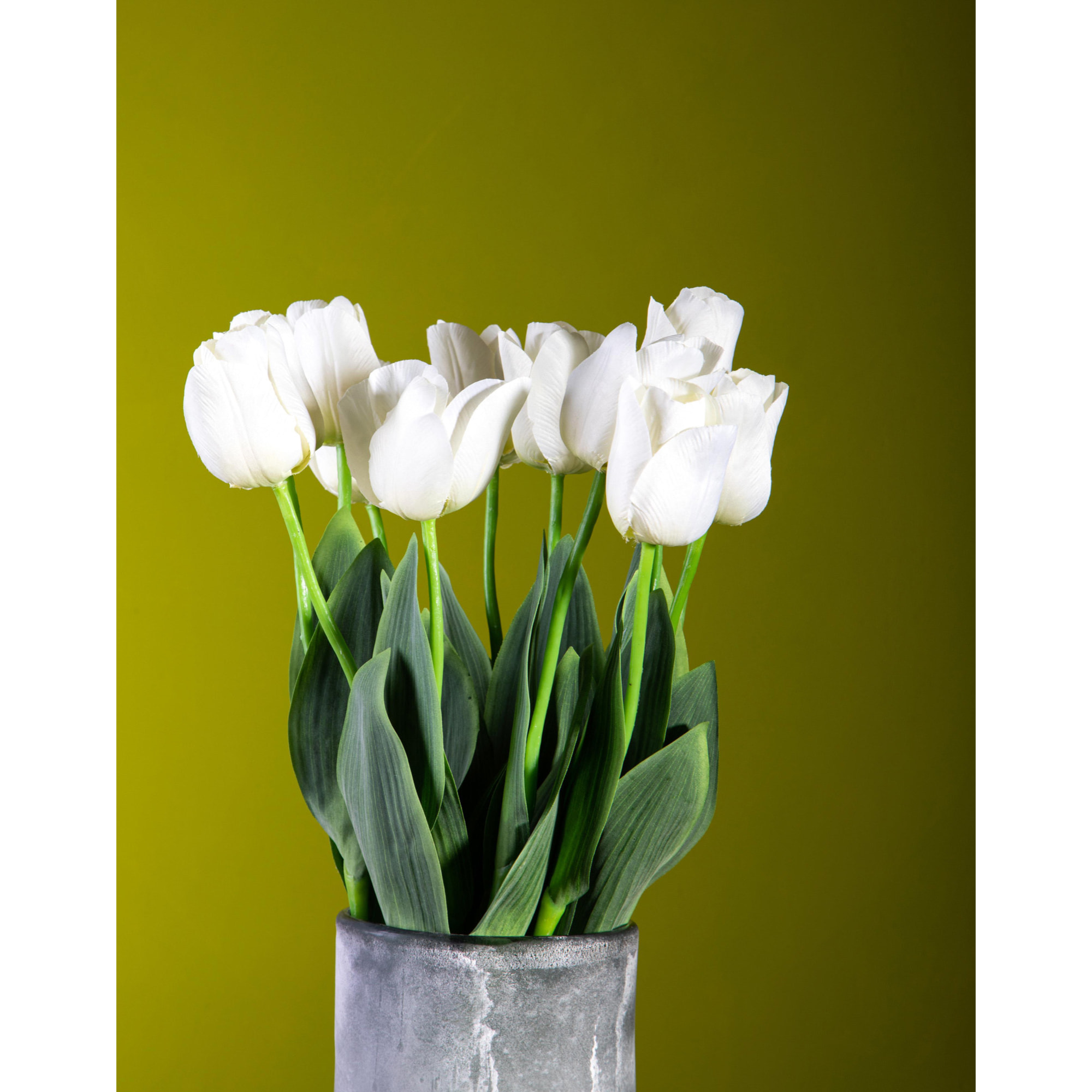 Tulipano Con Foglie. Altezza 67 Cm - Pezzi 12 - 9X67X5cm - Colore: Altro - Bianchi Dino - Fiori Artificiali