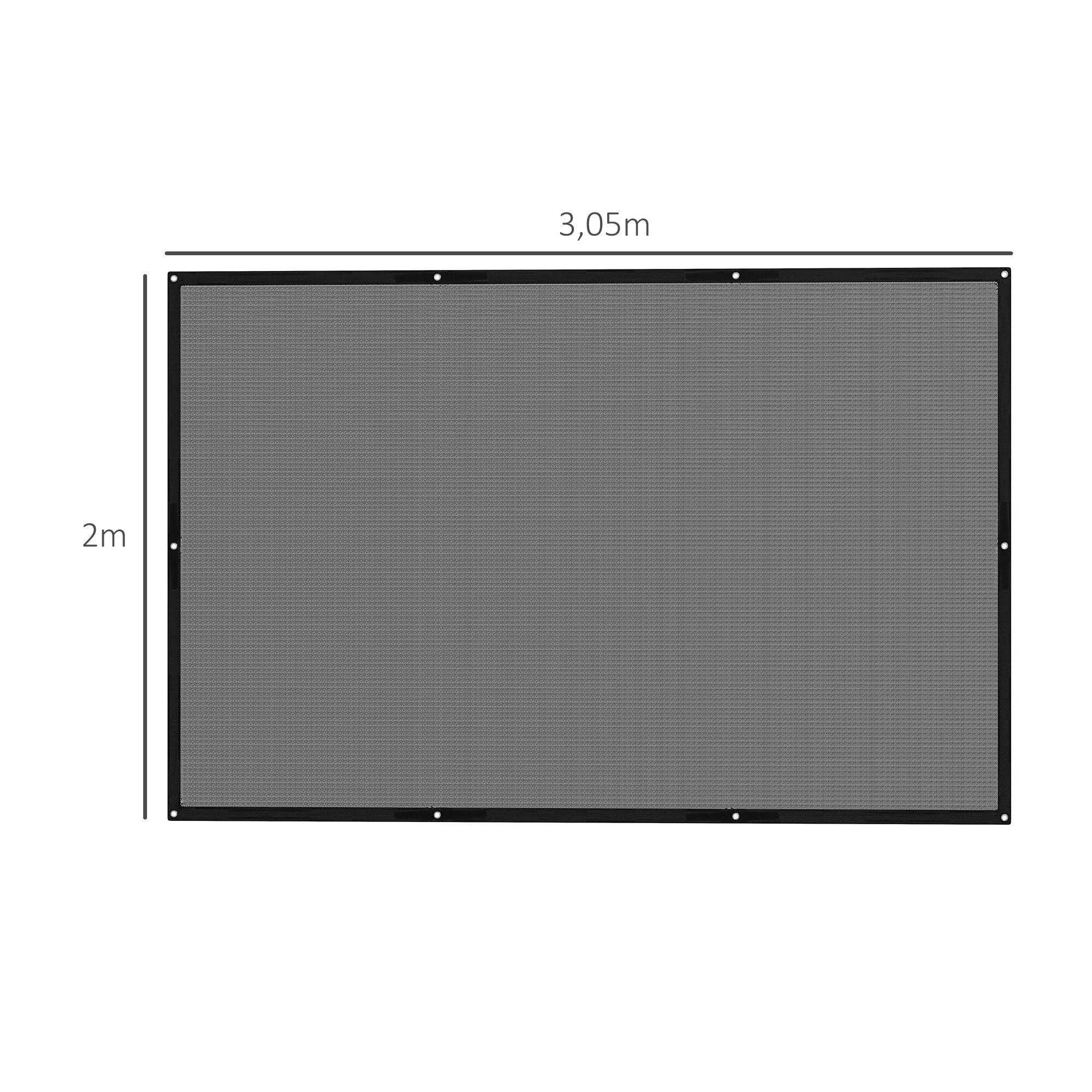 Outsunny Toldo Vela de Sombra Rectangular 3x2 m Toldo de Jardín Protección Solar 65% Transpirable y Anticongelante para Patio Terraza Balcón Negro