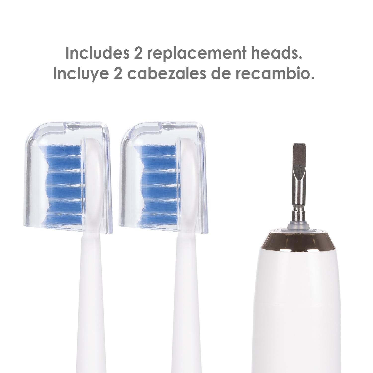 Cepillo dental eléctrico sónico ET01. Modos limpiar, pulir y blanquear. Incluye 2 cabezales.