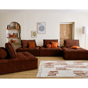 Marisol - module d'assise - velours texturé - Terracotta