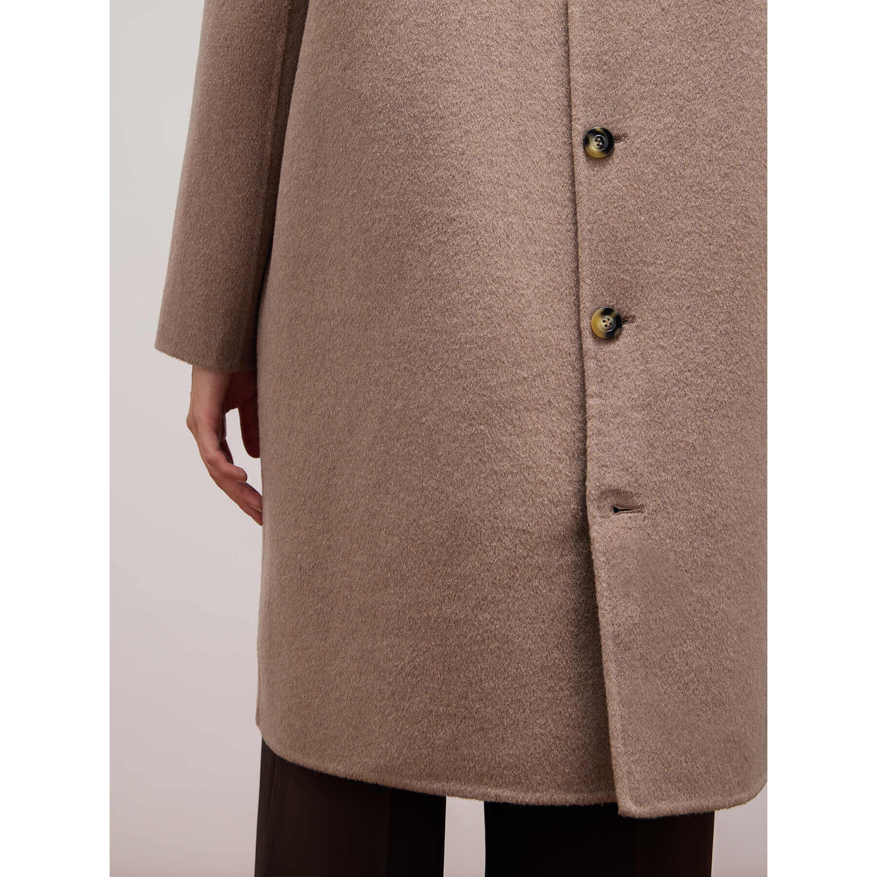 Oltre - Wool blend coat with detachable collar - Marrón