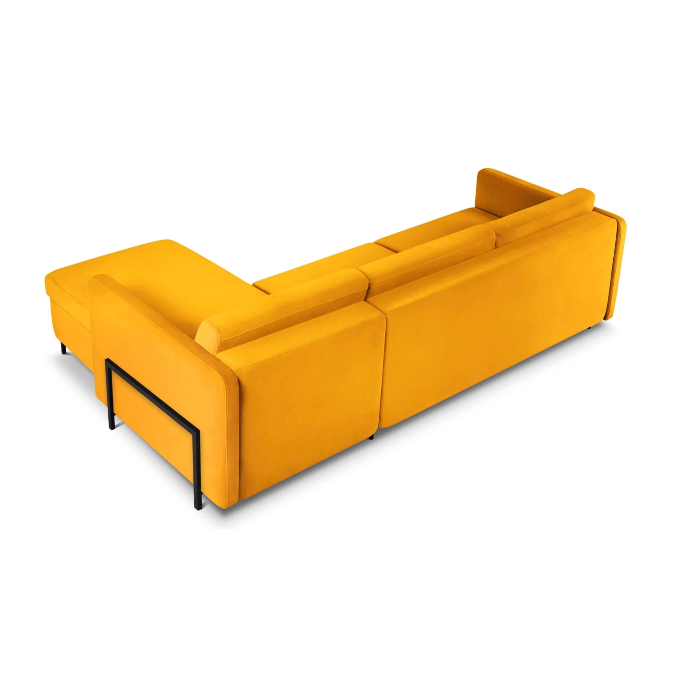 Canapé d'angle droit convertible "Yanis" 4 places en velours jaune