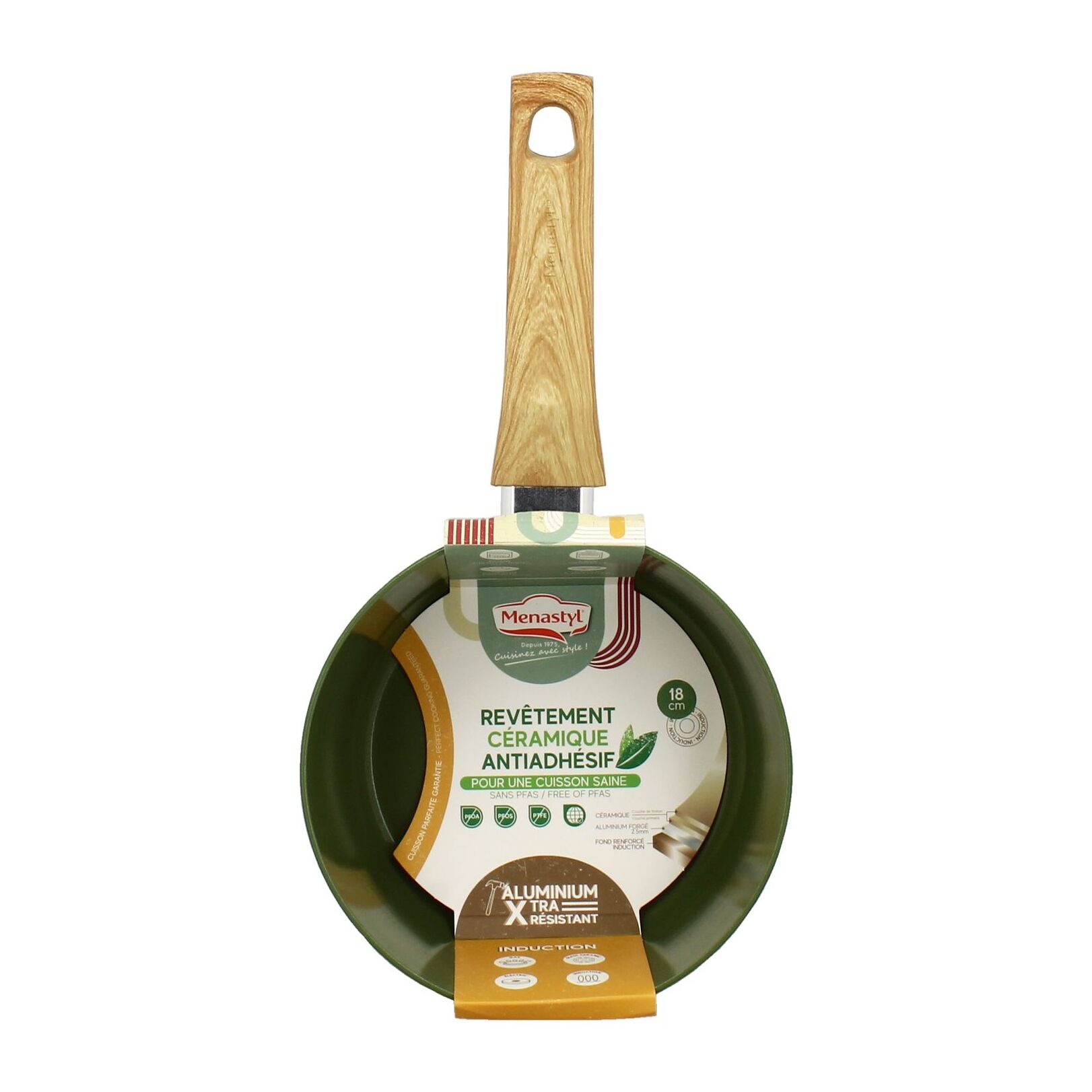 Casserole 18cm avec revêtement céramique vert - tous feux COLORAMA
