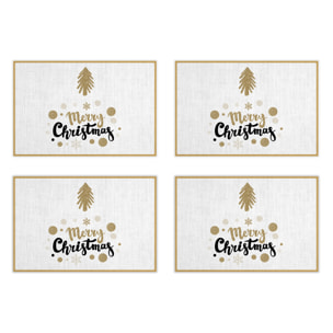 VINILIKO, set de 4 individuales de mesa Golden Merry Christmas 4u-30x45 cm