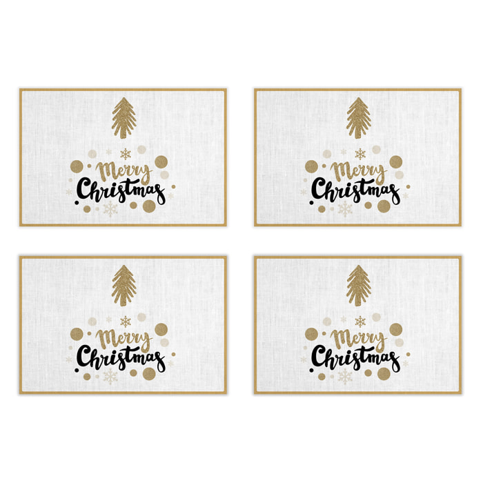 VINILIKO, set de 4 individuales de mesa Golden Merry Christmas 4u-30x45 cm