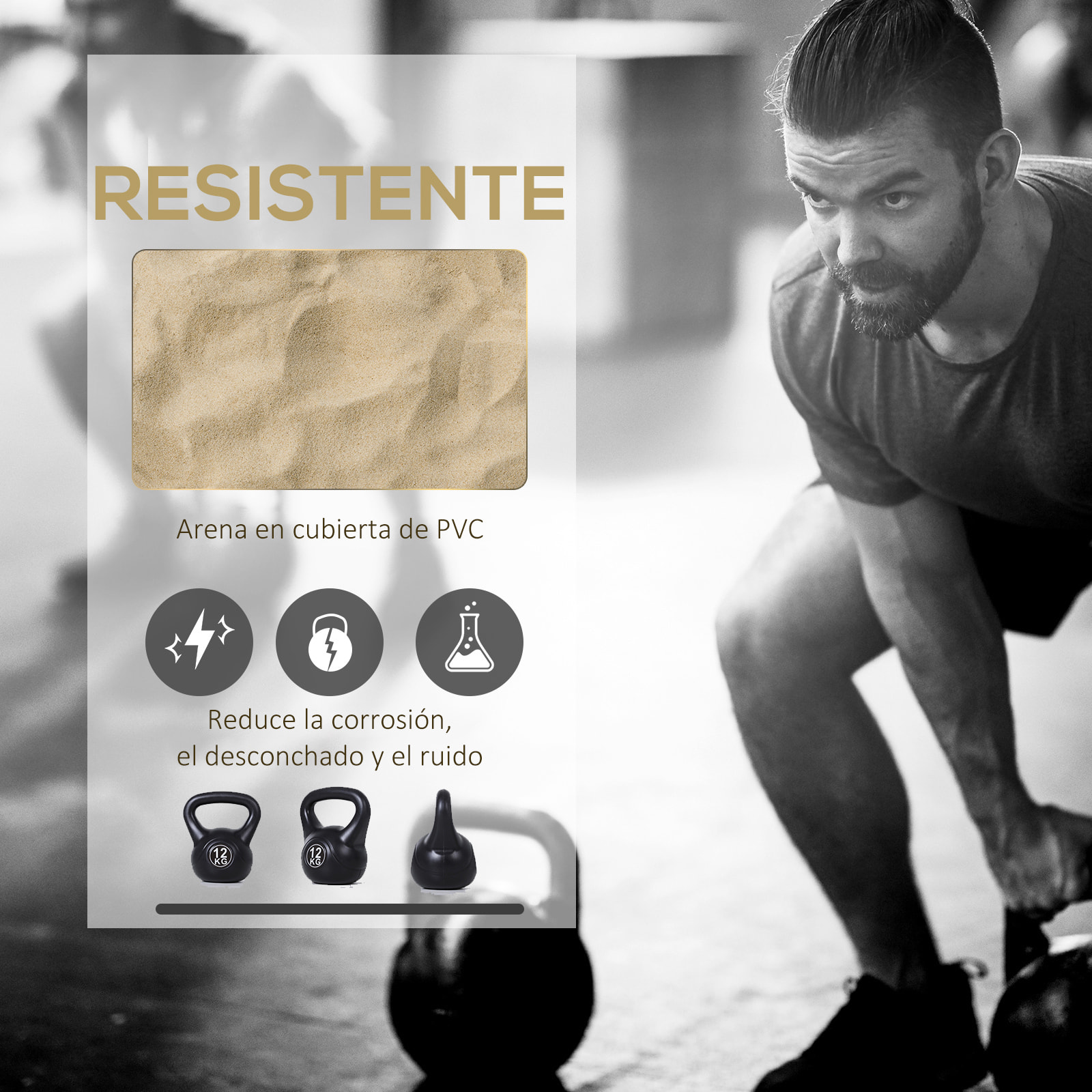 Pesa Rusa de 12 kg Kettlebell de Fiteness Relleno de Arena con Mango Ancho Antideslizante para Ejercicios y Entrenamiento en Casa y Gimnasio 27x21x31 cm Negro