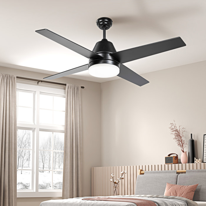 Ventilador de Techo con Luz 46W Ø129 cm Motor DC Ventilador de Techo Silencioso con 4 Aspas Reversibles Mando a Distancia 6 Velocidades y Temporizador para Dormitorio Salón