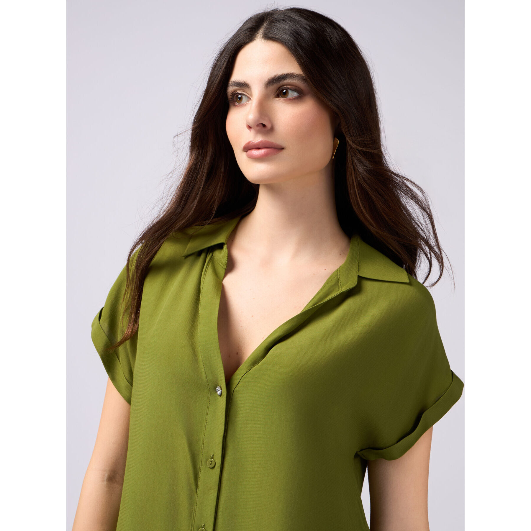 Oltre - Camisa de viscosa - Verde