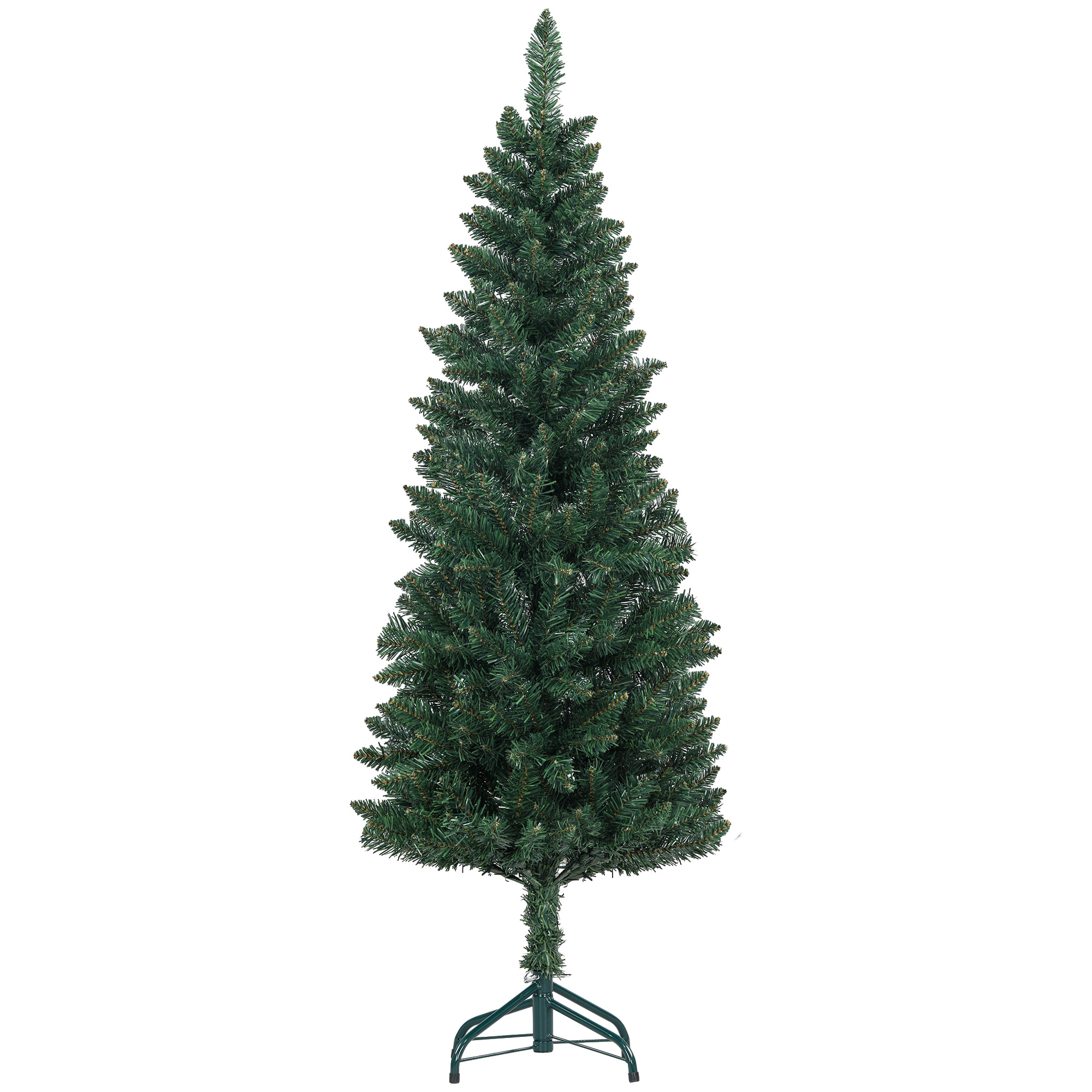 Árbol de Navidad Estrecho 150 cm Árbol de Navidad Tipo Lápiz con Base Plegable y 317 Ramas para Dormitorio Oficina Verde