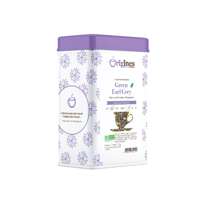 Green Earl Grey - Thé Vert Bio - Boîte Métal 100g