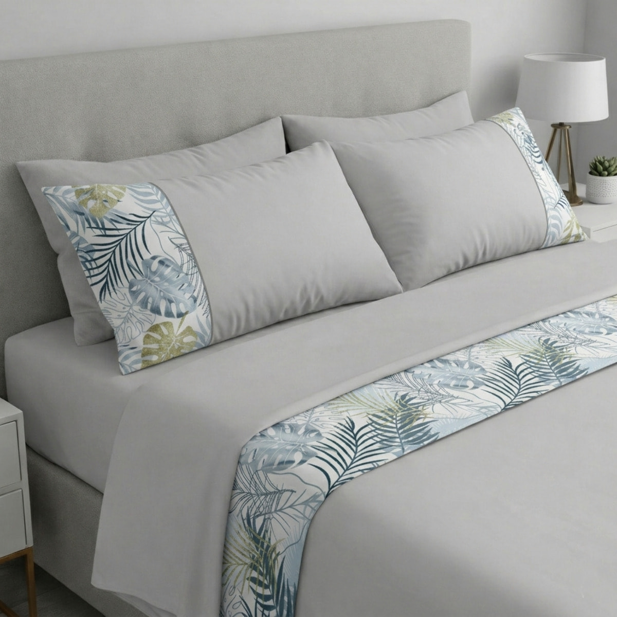 Completo letto Armonie IPERSAN Puro Cotone Tropical Grigio