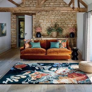 Tapis salon et chambre fait à la main en laine motif floral NIIL