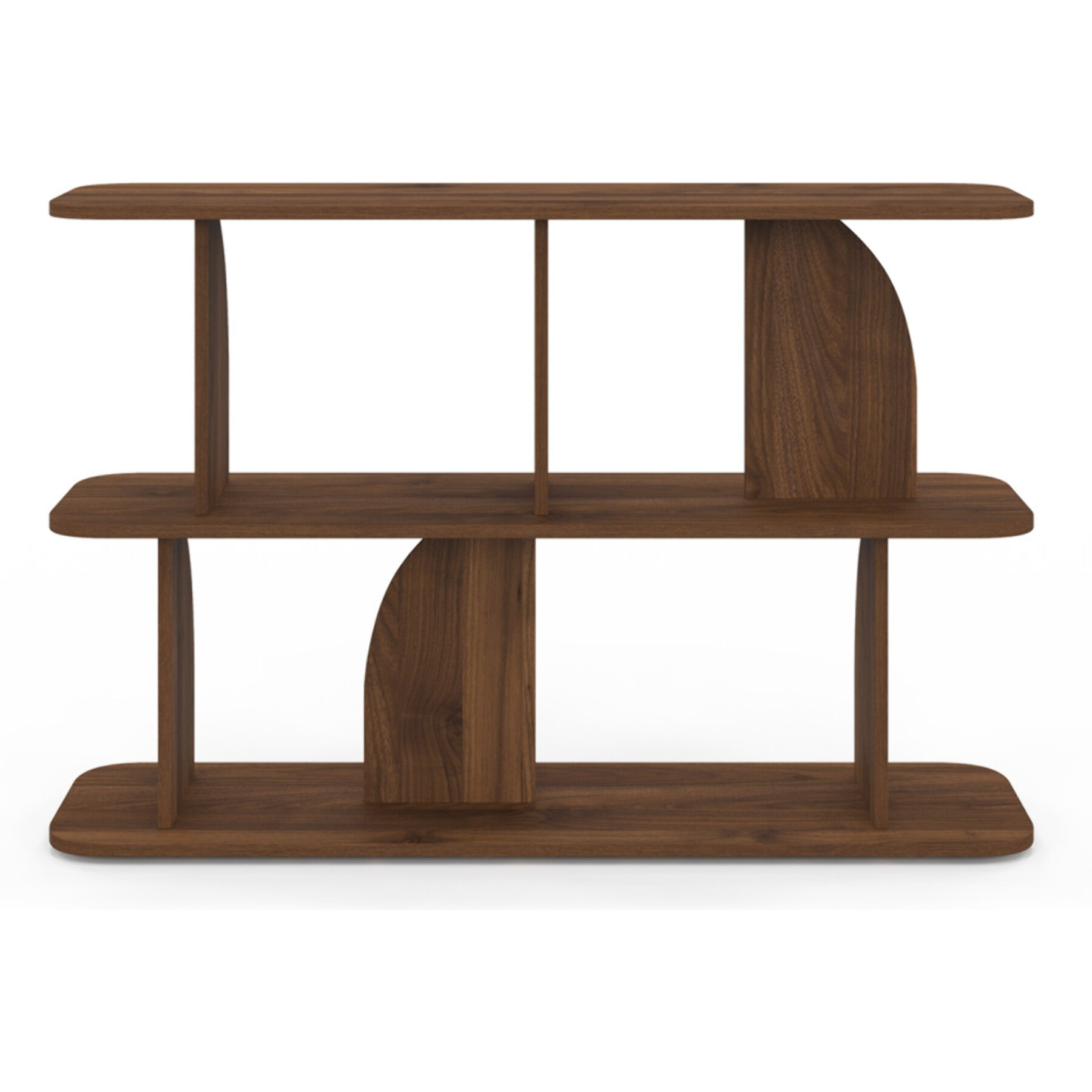 Etagère basse Japandi destructurée effet noyer