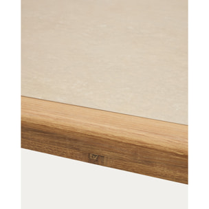 Kave Home - Tavolo Better in polycement beige e legno massiccio di acacia 200 x 90 cm FSC 100%