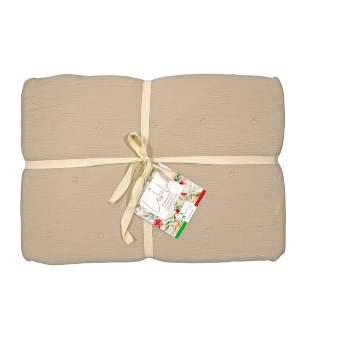 COPRILETTO LETTO MATRIMONIALE BEIGE MEZZA STAGIONE TINTA UNITA EFFETTO STROPICCIATO