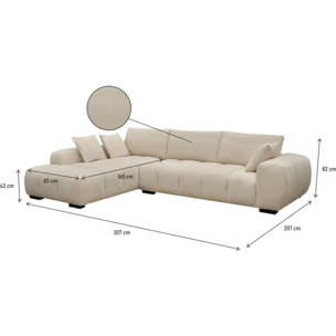 Canapé d'angle "Monceau" - 3 places - Beige