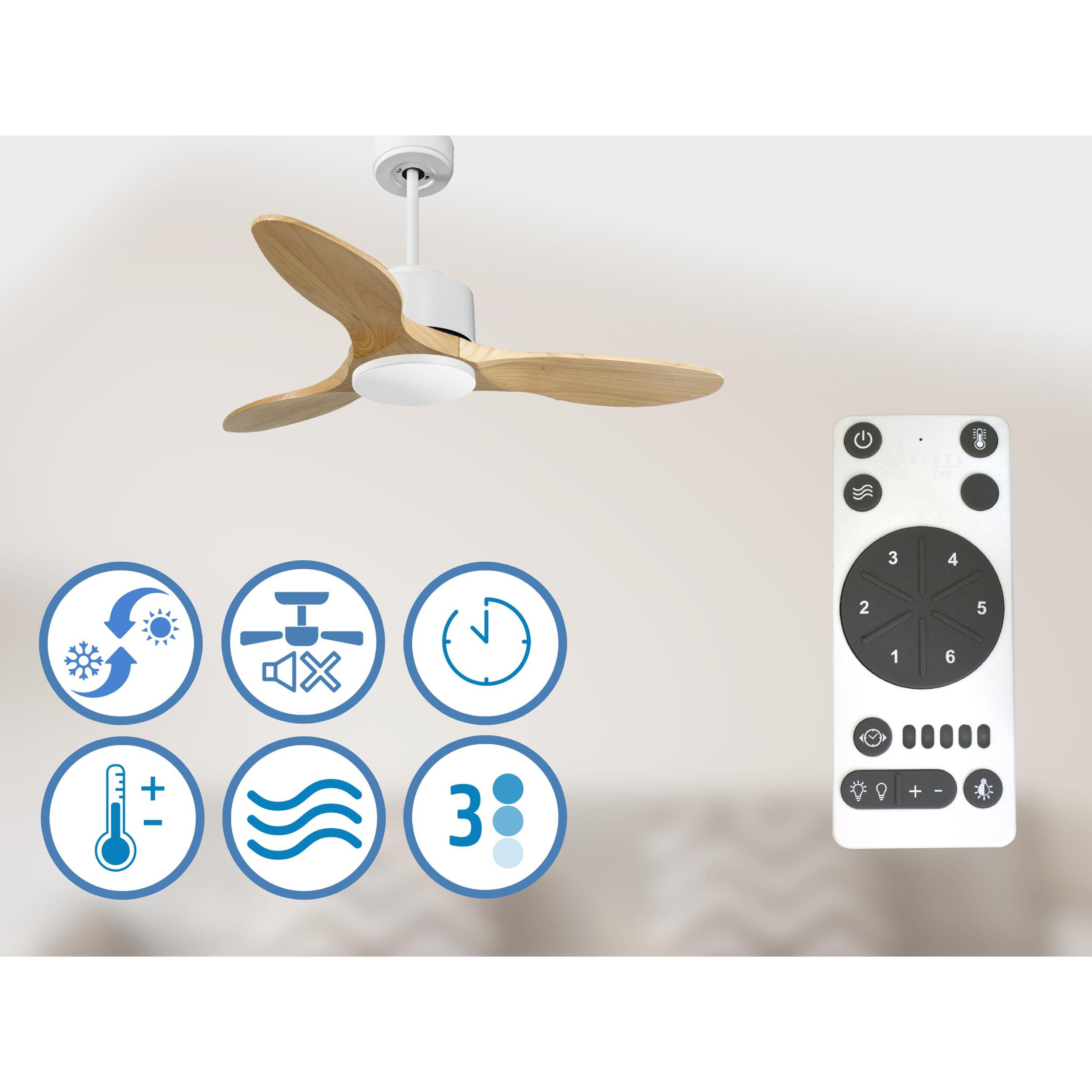 Ventilateur de plafond ø106 cm avec Wifi Réversible Hypersilence 40   W Blanc