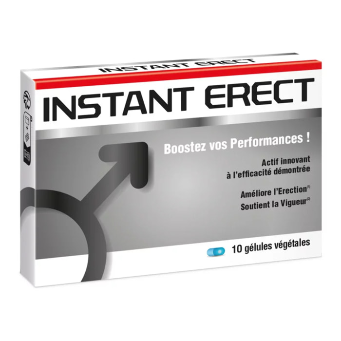 NUTRI EXPERT - Instant Erect - Améliore l'érection - Agit en 30 minutes ! Stimule le désir et soutient la vigueur - Actif innovant EnoSTIM™ - Résultats prouvés - Vegan - 10 gélules végétales