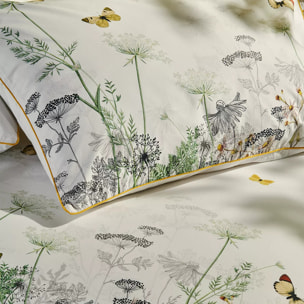 Housse de couette percale de coton lavé imprimé multicolore ecru Escapades magiques naturel