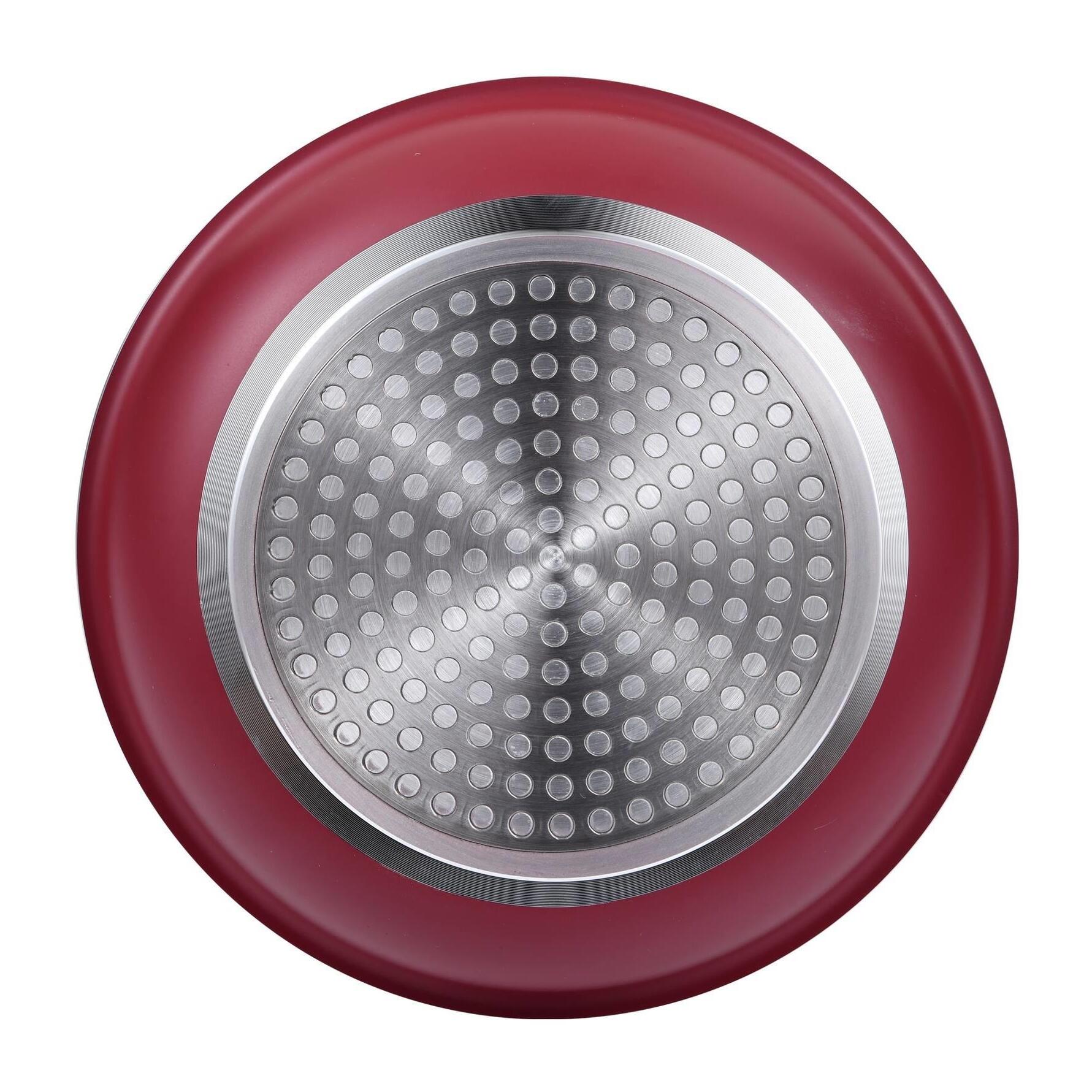 Set de 5 Sartenes Ø18Ø20Ø22Ø24Ø26cm en Aluminio prensado Rojo + 2 Mangos extraíbles Click&Cook Bergner