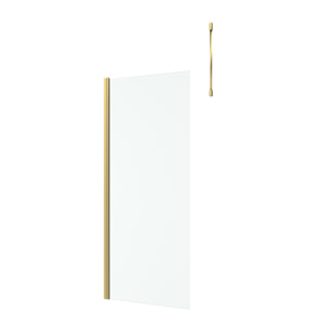 Paroi de Douche 80x200cm Verre 8mm - Profilé + Barre Plafond Finition Or Brossé - FREEDOM 2 GOLD