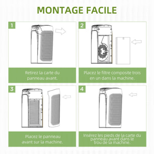 HOMCOM Filtre pour purificateur d'air réf. 823-019 - filtre 3 en 1 avec filtre à charbon actif, filtre HEPA - blanc noir