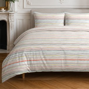 Parure housse de couette en coton rayures mutilcolore, Painterly Stripe