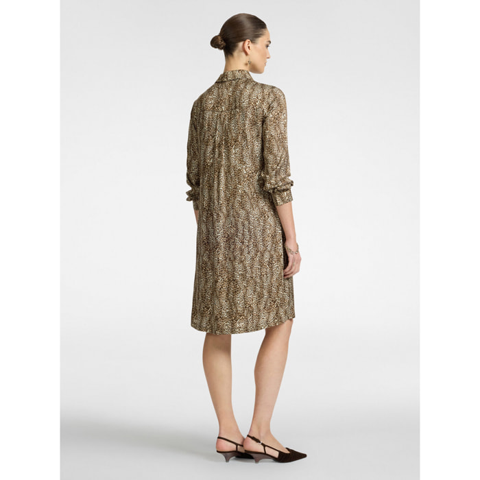Elena Mirò - Vestido de estampado animal - Marrón