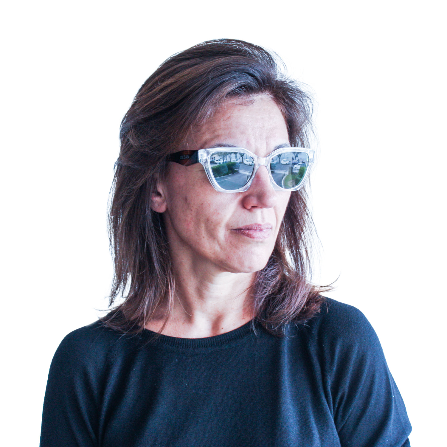 Gafas de sol OCEAN PETRA - Frente blanco transparente y patillas care / Verde