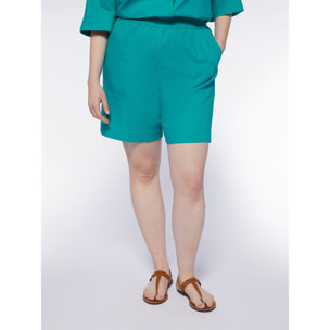 Fiorella Rubino - Pantaloni corti in lino e viscosa - Verde acqua