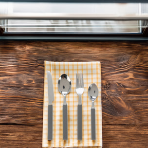 Well home juego de 17 cubiertos en soporte - acero inoxidable con mango de pp