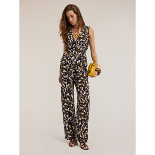 Motivi - Top fantasia etnica misto lyocell - Verde militare