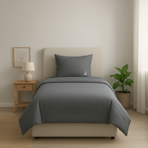 Set 2pc cama (1pc 150x220cm funda nórdica + 1pc 63x63cm funda de almohada) gris y beige tevere benetton 70%algodón + 30% poliéster