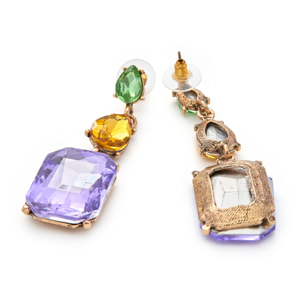 Pendientes de Cristal Morado acabados en oro amarillo de 18k