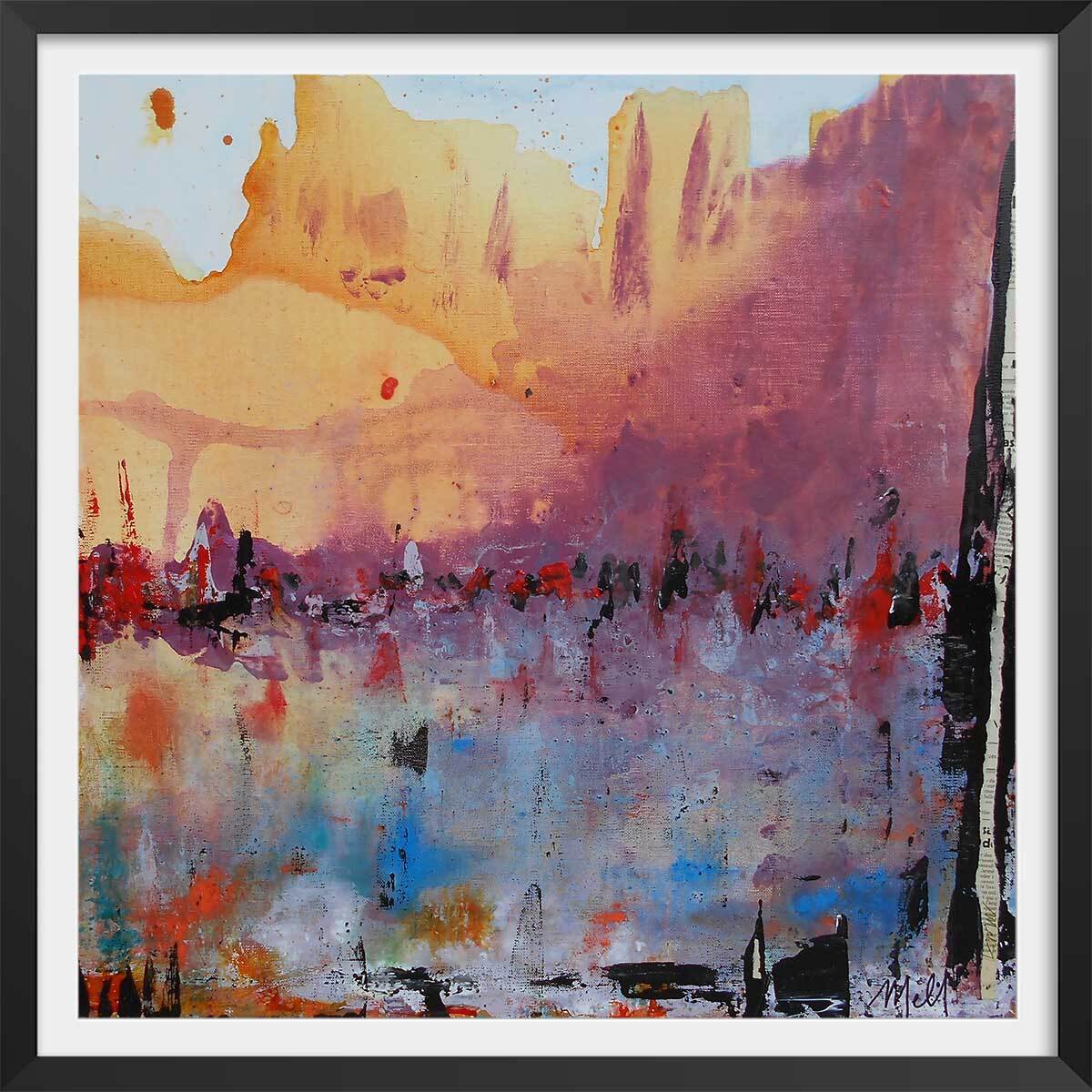 Affiche abstraite grand canyon arizona Affiche + cadre en bois - Noir