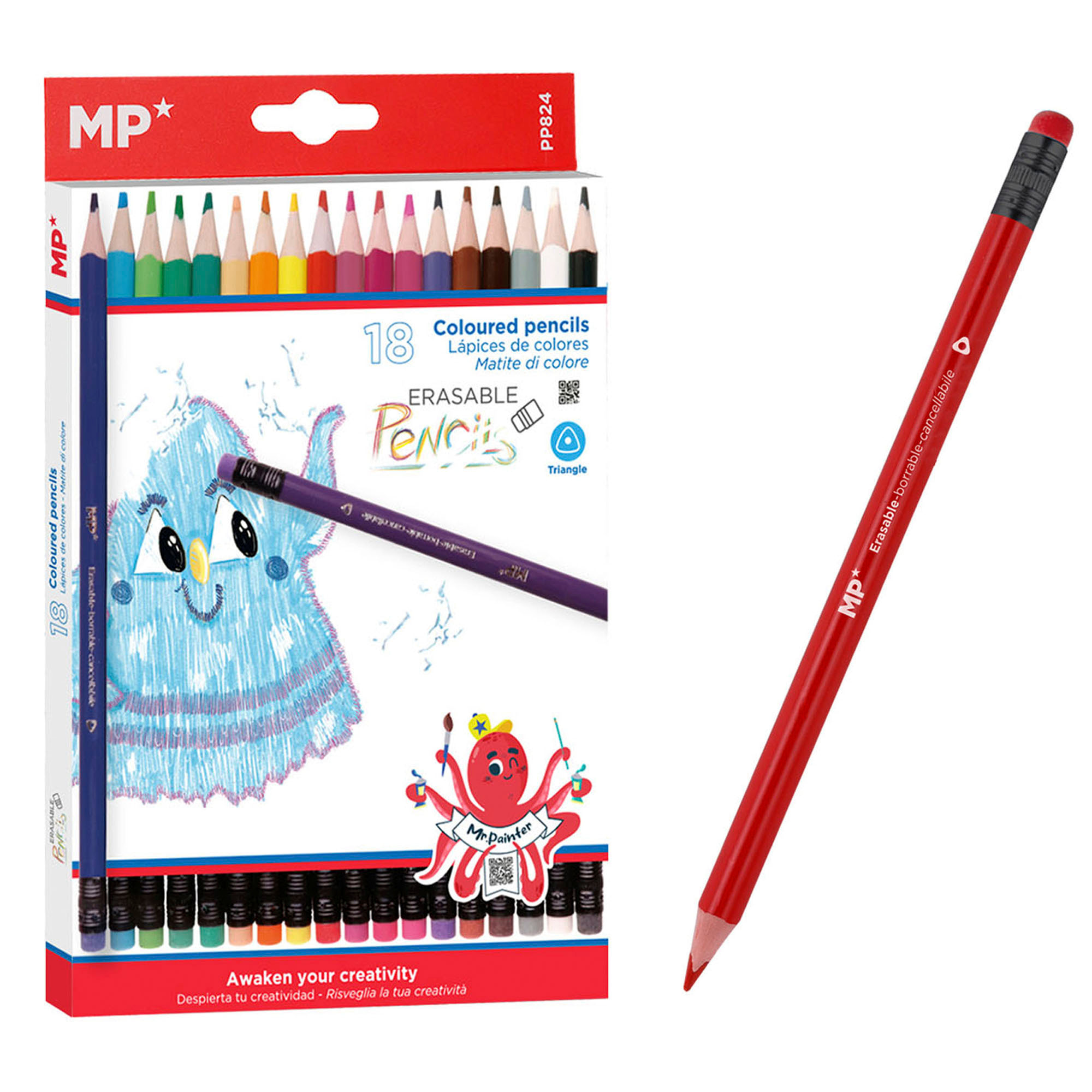 LAPICEROS DE COLORES BORRABLES 18 Uds.