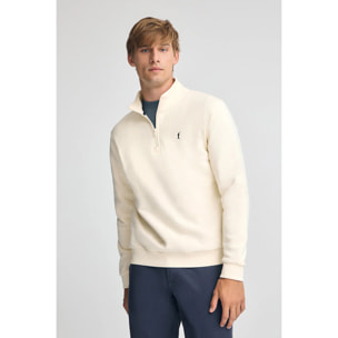 Sudadera color crudo de media cremallera con logo Rigby Go