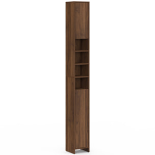 Colonne salle de bain Tom effet noyer 2 portes 4 niches