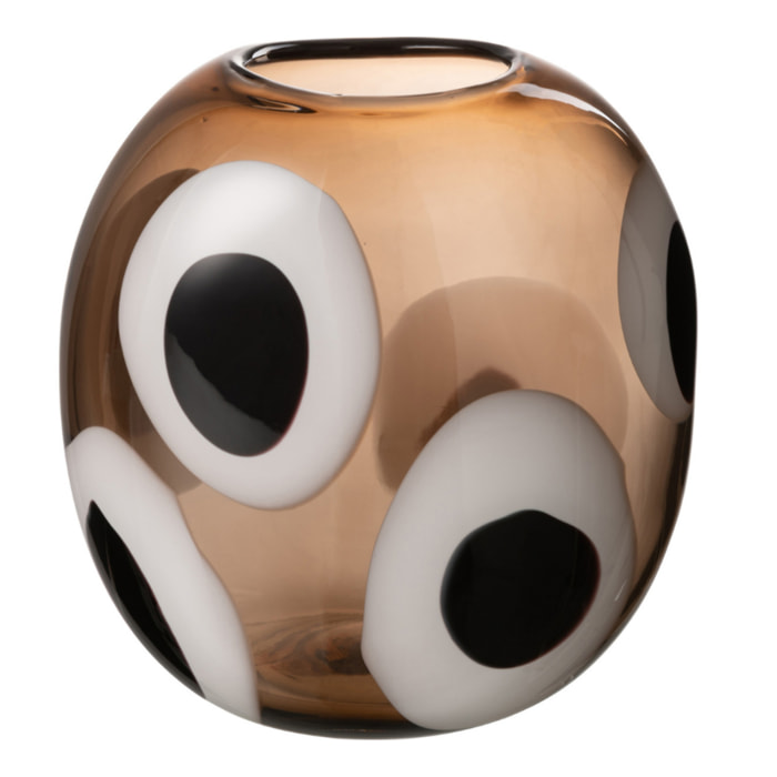 J-Line vase Izzy - verre - blanc/marron - small - Ø 14 cm